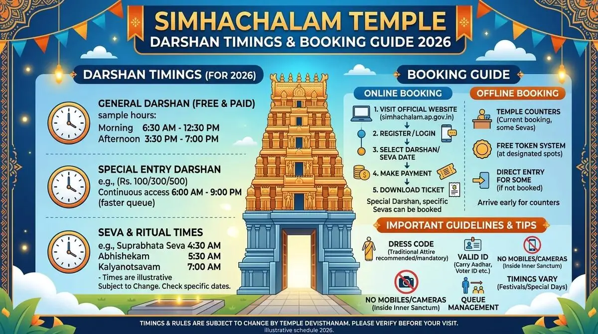 Simhachalam Temple Darshan Timings & Booking Guide 2026 (Complete Visitor Guide) - Temple Timings Now