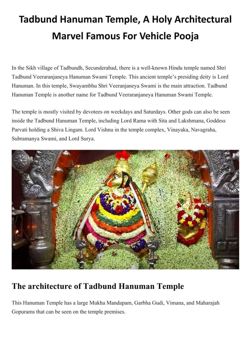 Regular Archana and special prayer requests - tadbund hanuman temple