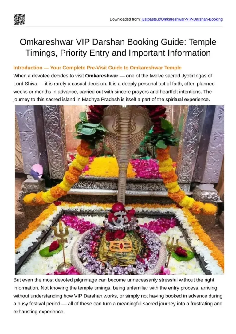 Omkareshwar VIP Darshan Booking Guide: Temple Timings, Priority Entry and Important Information | PDF
