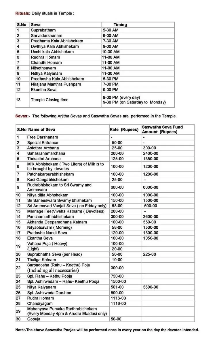 How Regular Darshan, Pooja, Aarti and Seva Timings Differ - srikalahasti rahu ketu pooja timings